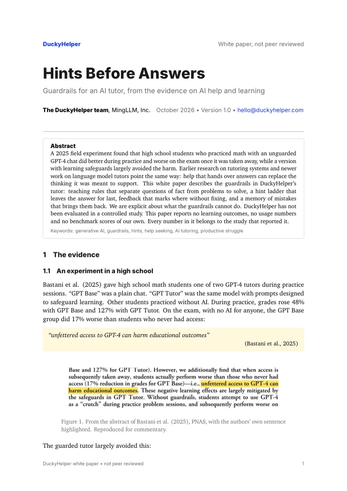 First page of Hints Before Answers